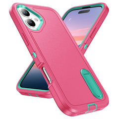 Rugged PC + Silicone Phone Case with Holder, For iPhone 17