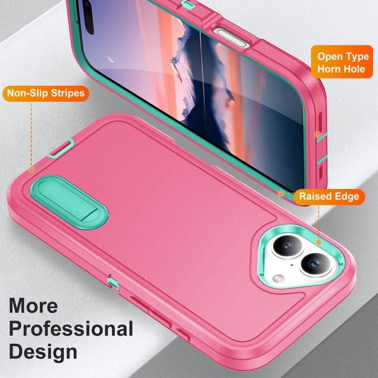 Rugged PC + Silicone Phone Case with Holder, For iPhone 17