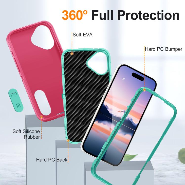 Rugged PC + Silicone Phone Case with Holder, For iPhone 17
