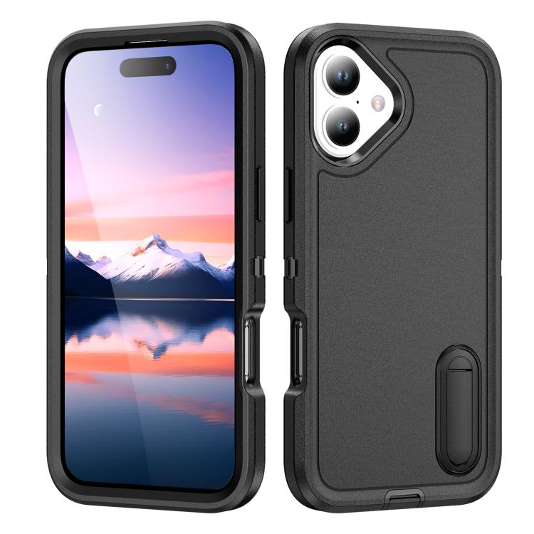 Rugged PC + Silicone Phone Case with Holder, For iPhone 17