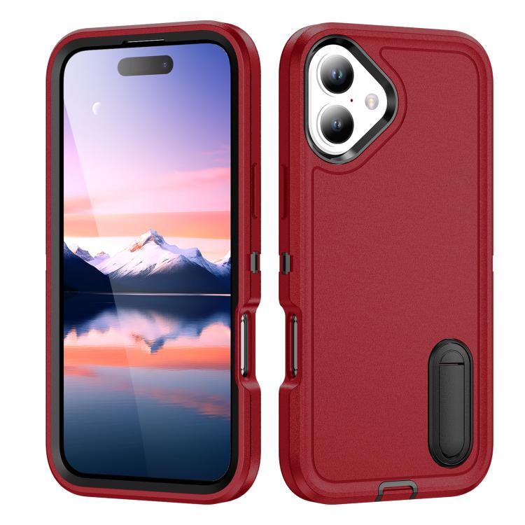 Rugged PC + Silicone Phone Case with Holder, For iPhone 17