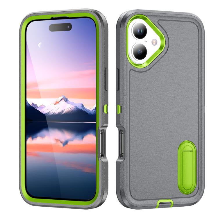 Rugged PC + Silicone Phone Case with Holder, For iPhone 17