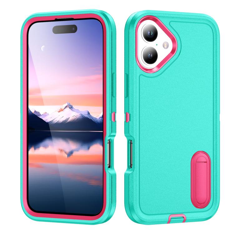 Rugged PC + Silicone Phone Case with Holder, For iPhone 17