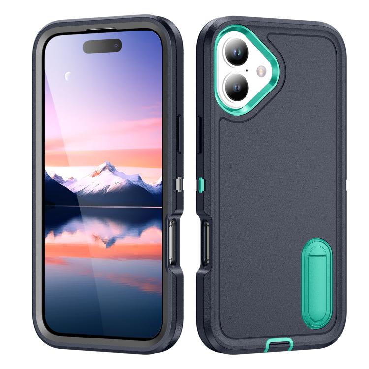 Rugged PC + Silicone Phone Case with Holder, For iPhone 17