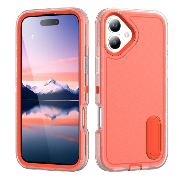 Rugged PC + Silicone Phone Case with Holder, For iPhone 17