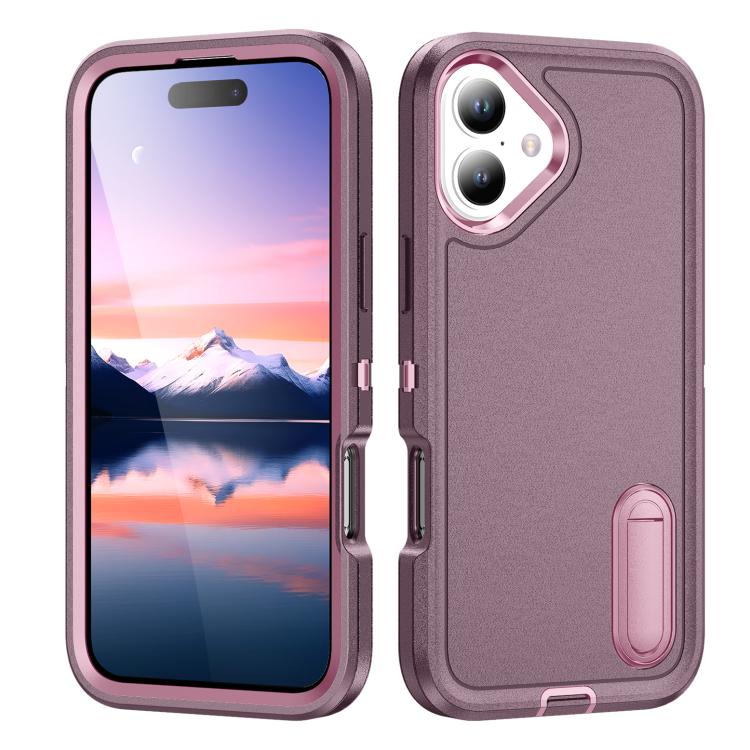 Rugged PC + Silicone Phone Case with Holder, For iPhone 17