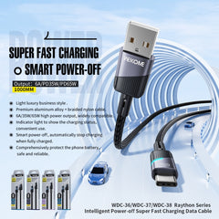 WK WDC-38 Intelligent Power-off 1m PD65W Type-C to Type-C Fast Charging Data Cable, WDC-38