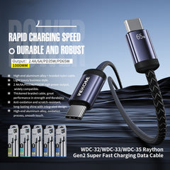 WK WDC-35 Raython Gen2 1m PD65W Type-C to Type-C Fast Charging Data Cable, WDC-35