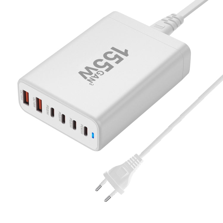 155W 4Type-C, 2USB 6-Ports Desktop Fast Charger, US Plug, UK Plug, EU Plug, AU Plug