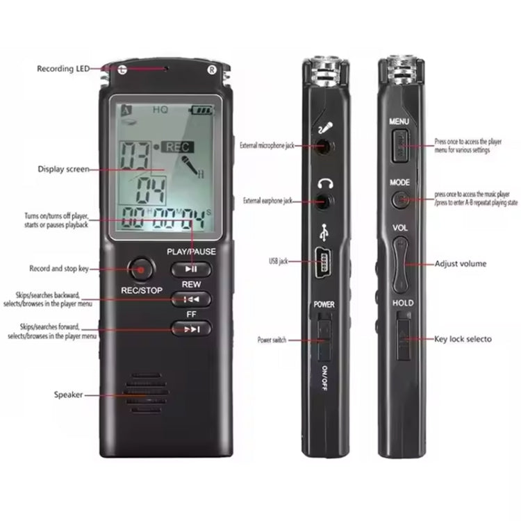 T60 Smart HD Noise Cancelling Voice Recorder MP3 Player, T60