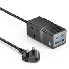 Yesido MC37 40W 6 In 1 Dual Type-C and Dual USB-A with 2 Socket Desktop GaN Power Socket Power Strip, MC37