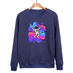 Astronaut Printed Casual Loose Round Neck Sweatshirt Print On Your Demand, XS