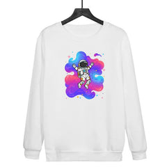 Astronaut Printed Casual Loose Round Neck Sweatshirt Print On Your Demand, S
