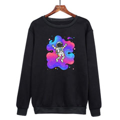 Astronaut Printed Casual Loose Round Neck Sweatshirt Print On Your Demand, M