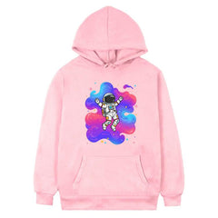 Astronaut Printed Fleece Hooded Sweatshirt Print On Your Demand, XS, POD Sweatshirt