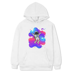 Astronaut Printed Fleece Hooded Sweatshirt Print On Your Demand, M
