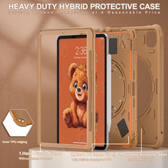 Bear Rotation Kickstand Silicone Hybrid PC Tablet Case, For iPad Pro 11 2025 / 2024, For iPad 2025 / 2022, For iPad Air 11 2025 / 2024 / Pro 11 2022, For iPad mini 2024 / mini 6