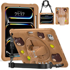 Bear Rotation Kickstand Silicone Hybrid PC Tablet Case, For iPad Pro 11 2025 / 2024, For iPad 2025 / 2022, For iPad Air 11 2025 / 2024 / Pro 11 2022, For iPad mini 2024 / mini 6