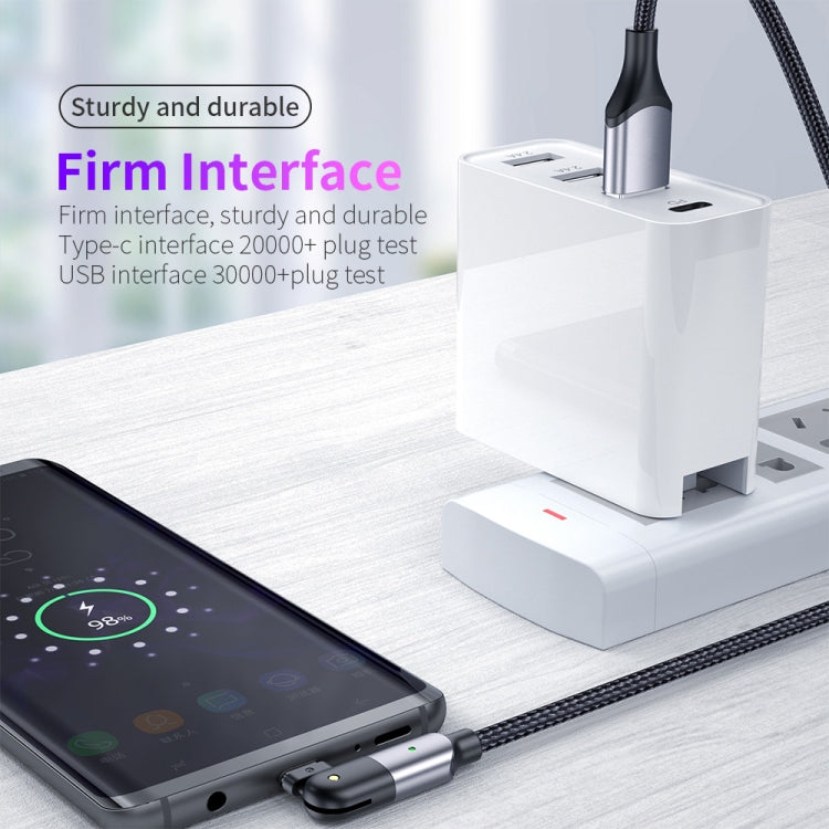 3A USB to USB-C / Type-C 180 Degree Rotating Elbow Charging Cable, 2m Type-C