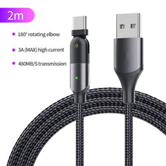 3A USB to USB-C / Type-C 180 Degree Rotating Elbow Charging Cable, 2m Type-C