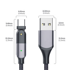 3A USB to USB-C / Type-C 180 Degree Rotating Elbow Charging Cable, 2m Type-C