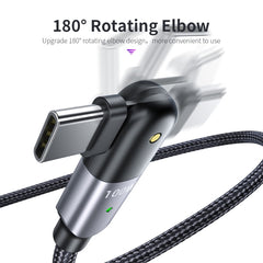 100W 5A USB-C / Type-C to Type-C 180 Degree Rotating Elbow Fast Charging Cable, 1.2m 100W PD