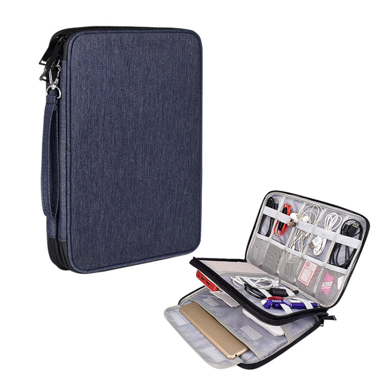 SM01 Multi-function Waterproof Double Layer Data Cable Earphone U Disk Digital Accessories Storage Bag, Size: L, Size: L(Black), Size: L(Navy Blue)