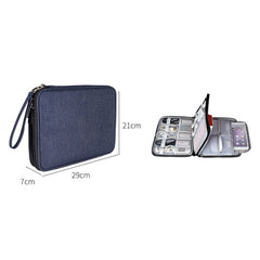 SM01 Multi-function Waterproof Double Layer Data Cable Earphone U Disk Digital Accessories Storage Bag, Size: L, Size: L(Black), Size: L(Navy Blue)