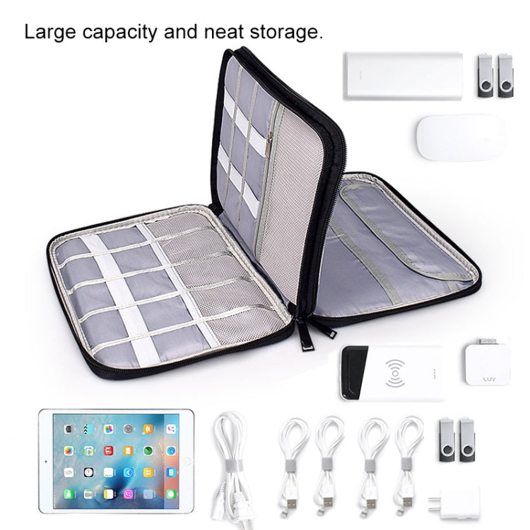 SM01 Multi-function Waterproof Double Layer Data Cable Earphone U Disk Digital Accessories Storage Bag, Size: L, Size: L(Black), Size: L(Navy Blue)