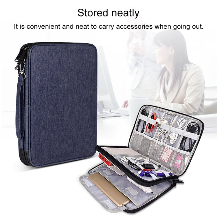 SM01 Multi-function Waterproof Double Layer Data Cable Earphone U Disk Digital Accessories Storage Bag, Size: L, Size: L(Black), Size: L(Navy Blue)