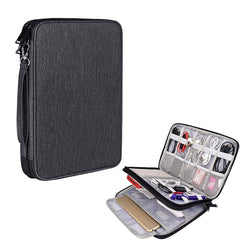SM01 Multi-function Waterproof Double Layer Data Cable Earphone U Disk Digital Accessories Storage Bag, Size: L, Size: L(Black), Size: L(Navy Blue)