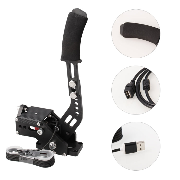 Car Universal USB Horizontal Drift Rally Racing Handbrake Lever Professional Gaming Peripherals for Racing Games G25/27/29 T500, HB031-BK