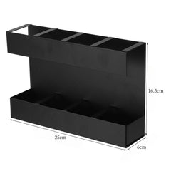 Four-grid Straw Cutlery Metal Storage Rack Kitchen Organizer with 12pcs Soft Magnetic Sheet, with 12pcs Soft Magnetic Sheet
