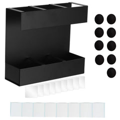 Three-grid Straw Cutlery Metal Storage Rack Kitchen Organizer, without Soft Magnetic Sheet, with 9pcs Soft Magnetic Sheet
