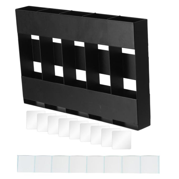 Five-grid Straw Cutlery Metal Storage Rack Kitchen Organizer, without Soft Magnetic Sheet, with 12pcs Soft Magnetic Sheet