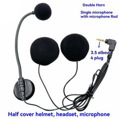 Motorcycle Half Helmet Intercom Headset Microphone, 3.5mm