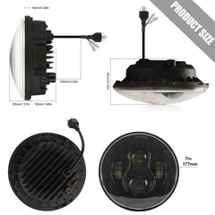 7 inch H4 / H13 DC 9V-30V 4000LM 6000K 40W 7 inch Car Round Shape LED Headlight Lamps for Jeep Wrangler, DC 9V-30V 4000LM 6000K 40W