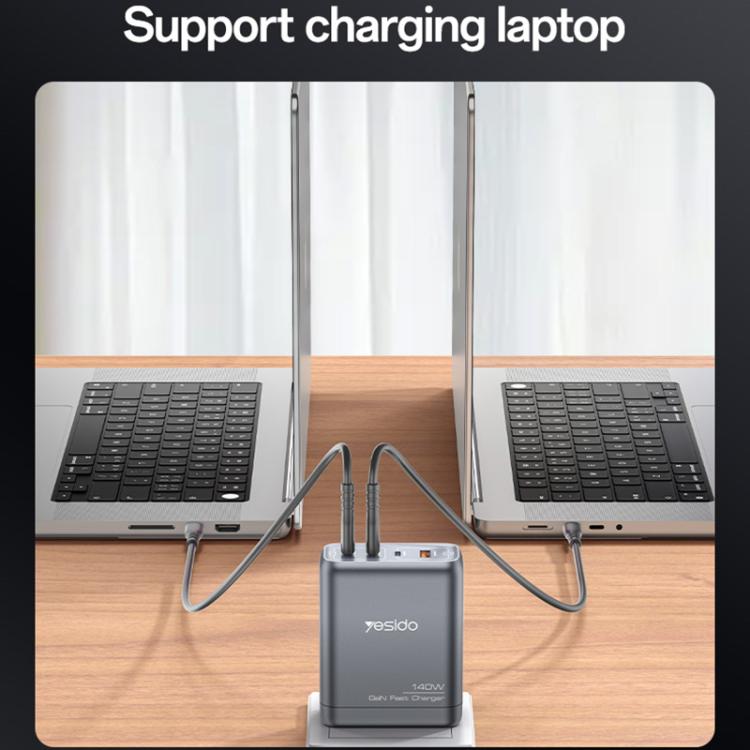 Yesido YC143 140W 4 Ports GaN Fast Charging Charger, 3 x USB-C / Type-C, 1 x USB-A