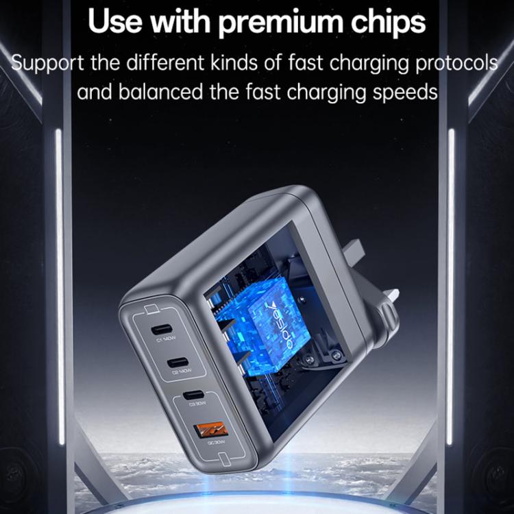 Yesido YC143 140W 4 Ports GaN Fast Charging Charger, 3 x USB-C / Type-C, 1 x USB-A