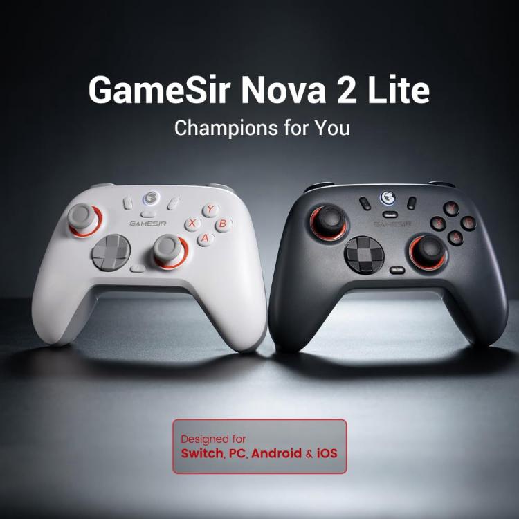 GameSir Nova 2 Lite Tri-Mode Wireless Game Controller for Switch / Steam / PC / iOS / Android, Nova 2 Lite White, Nova 2 Lite Black