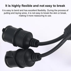 12V-24V 2 in 1 Car Cigarette Lighter Extension Cable with Switch, 0.2m
