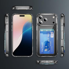 Crystal Clear Card Slot PC Hybrid TPU Phone Case, For iPhone 18 Pro / 17 Pro, For iPhone 18 Pro Max / 17 Pro Max, For iPhone 17e / 16e, For iPhone 17, For iPhone Air