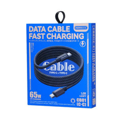 REMAX CB01 PD65W Type-C to Type-C Aluminum Alloy Braided Fast Charging Data Cable with LED Light, Length: 1.2m, Type-C to Type-C