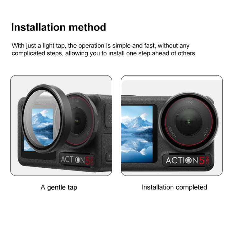 For DJI Action 5 Pro Camera Lens Filter, CPL, ND8, ND16, ND32, ND64, UV, Diffusion 1/4