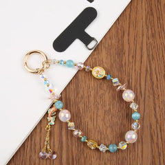 Koi Bead Chain Universal Phone Anti-lost Crystal Beads Charm Strap, Koi (Pink)