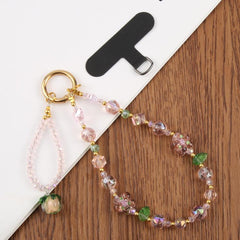Flowers Fruits Bead Chain Universal Phone Anti-lost Crystal Beads Charm Strap, Flowers Fruits(Pink)