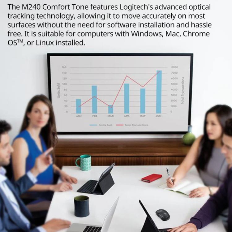 Logitech M240 1000dpi Silent Wireless Bluetooth Mouse, M240