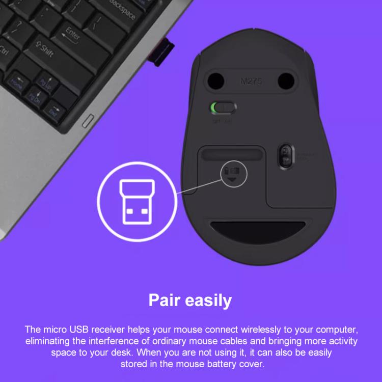 Logitech M275 1000dpi 2.4GHz Wireless Mouse with USB, M275