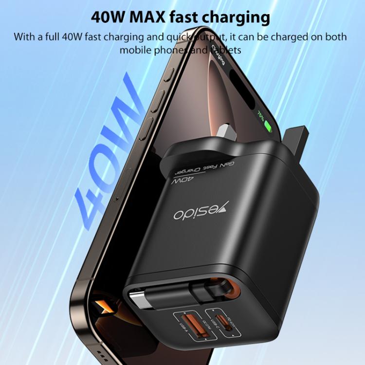 Yesido YC145 40W Fast Charger with Telescopic Type-C Cable, YC145