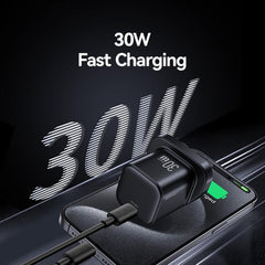 USAMS CC276 30W GaN USB-C / Type-C Port Mini Fast Charger, UK Plug
